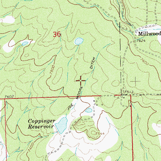 Topographic Map of Joe Moore Ditch, CO