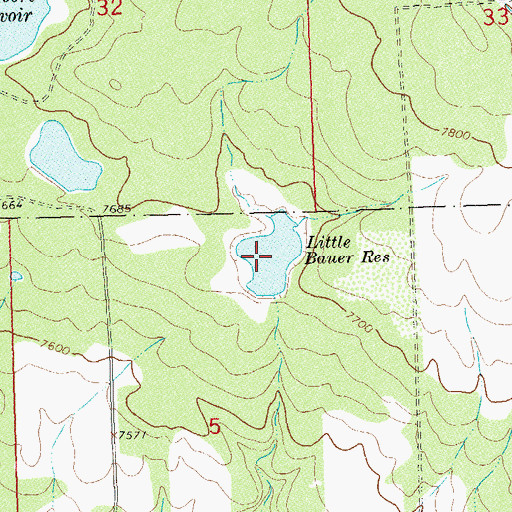 Topographic Map of Little Bauer Reservoir, CO