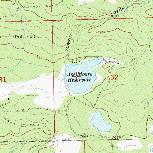 Topographic Map of Joe Moore Reservoir, CO