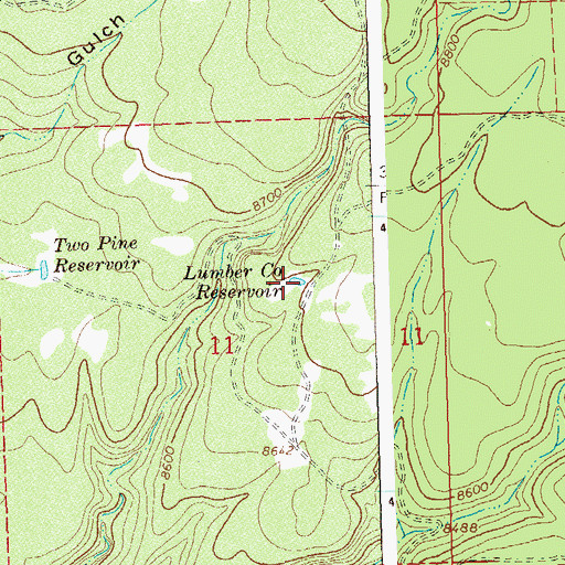 Topographic Map of Lumber Company Reservoir, CO