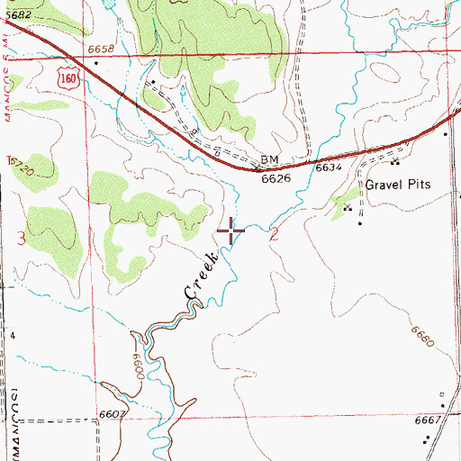Topographic Map of East Fork Mud Creek, CO