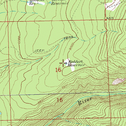 Topographic Map of Reddert Reservoir, CO
