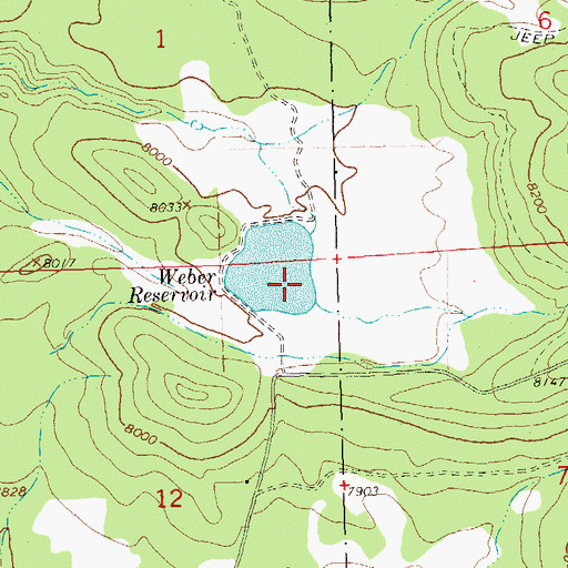 Topographic Map of Weber Reservoir, CO