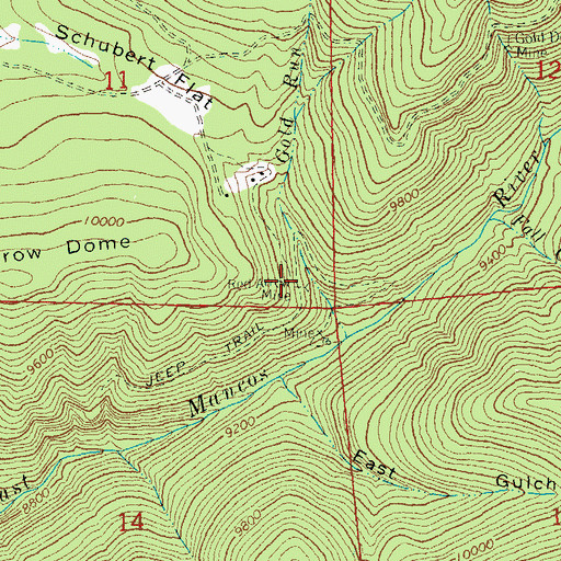 Topographic Map of Red Arrow Mine, CO