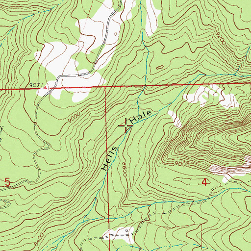Topographic Map of Hells Hole, CO