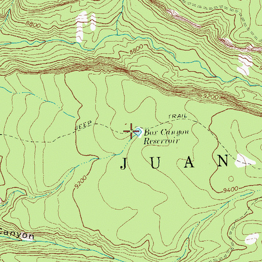 Topographic Map of Box Canyon Reservoir, CO