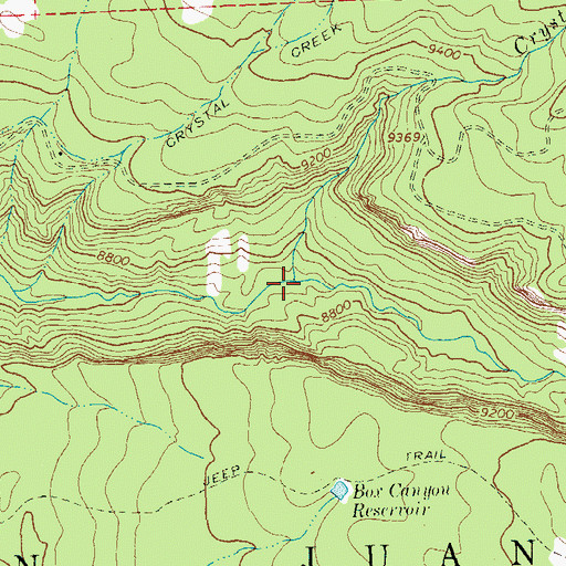 Topographic Map of Crystal Creek, CO