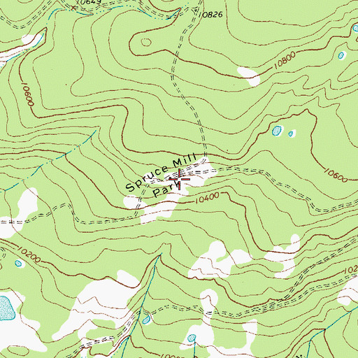 Topographic Map of Spruce Mill Park, CO