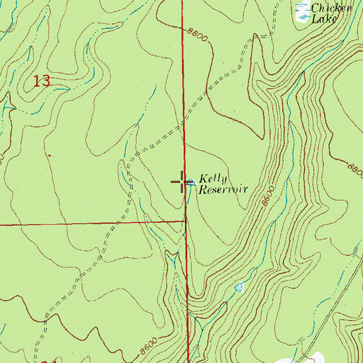 Topographic Map of Kelly Reservoir, CO