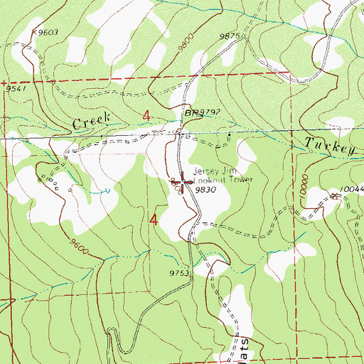 Topographic Map of Jersey Jim Lookout Tower, CO