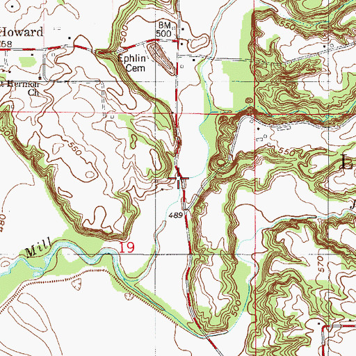 Topographic Map of Mill Creek Bridge, IN