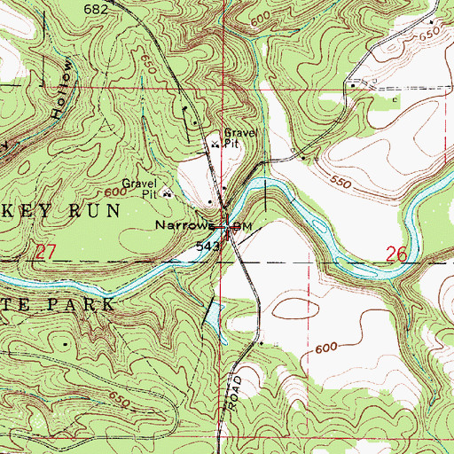 Topographic Map of Narrows Bridge, IN