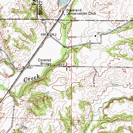 Topographic Map of Portland Mills Bridge, IN