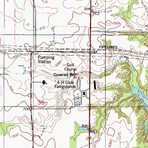 Topographic Map of Catlin Bridge, IN