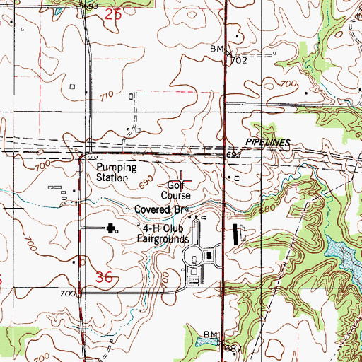 Topographic Map of Parke County Golf Course, IN