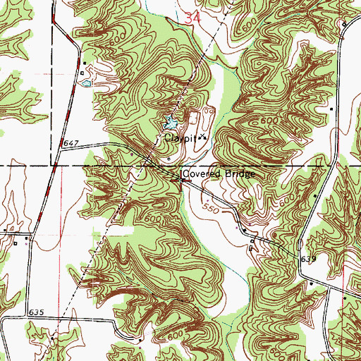 Topographic Map of Zacke Cox Bridge, IN