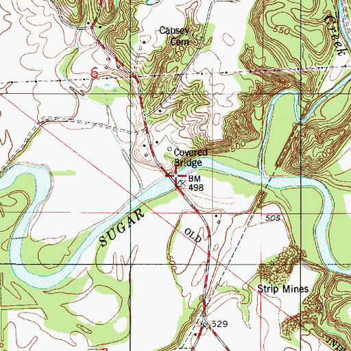 Topographic Map of West Union Bridge, IN