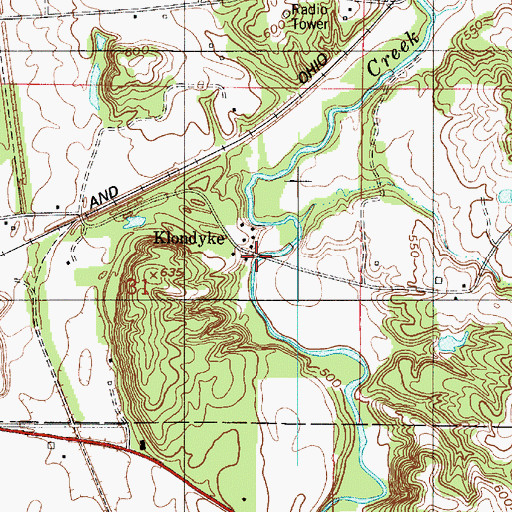 Topographic Map of Melcher Bridge, IN