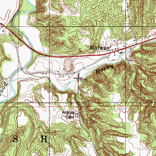 Topographic Map of Phillips Bridge, IN