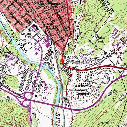 Topographic Map of City of Covington, VA