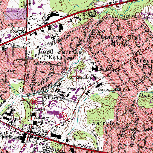 Topographic Map of City of Fairfax, VA