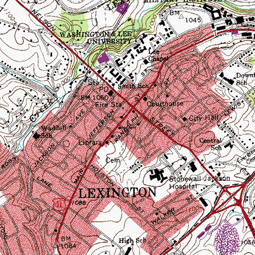 Topographic Map of City of Lexington, VA