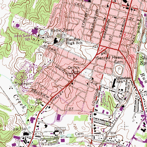 Topographic Map of City of Winchester, VA