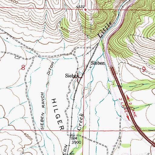 Topographic Map of Mitchells (historical), MT