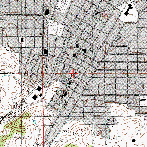 Topographic Map of First Presbyterian Church, MT