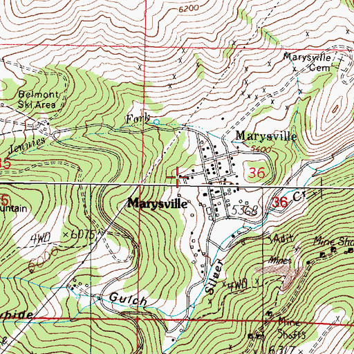 Topographic Map of Marysville Post Office (historical), MT