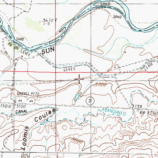 Topographic Map of Loomis (historical), MT