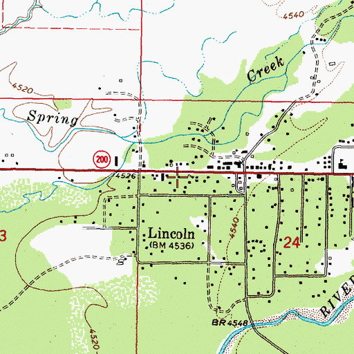 Topographic Map of Lincoln Post Office, MT