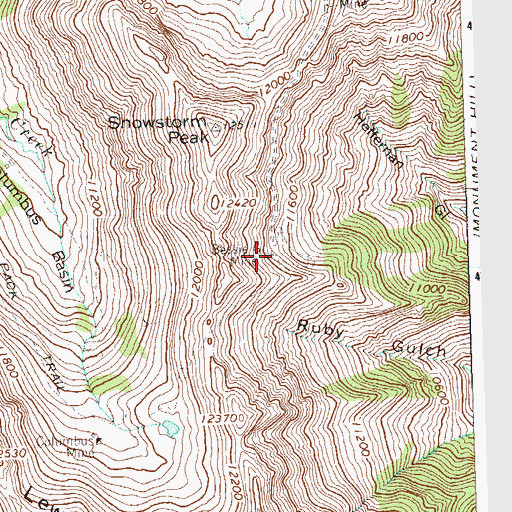 Topographic Map of Bessie G Mine, CO