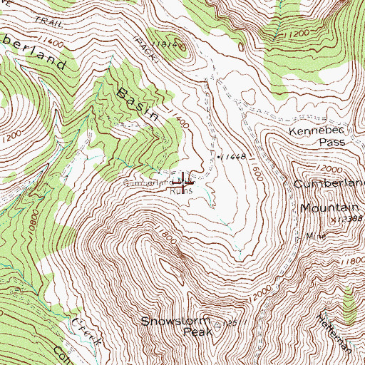 Topographic Map of Cumberland Mill Ruins, CO