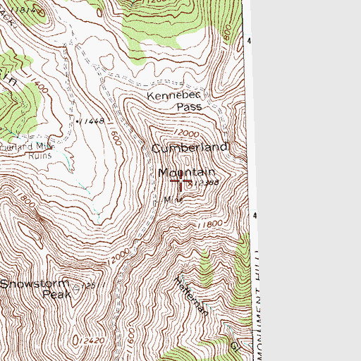 Topographic Map of Cumberland Mountain, CO