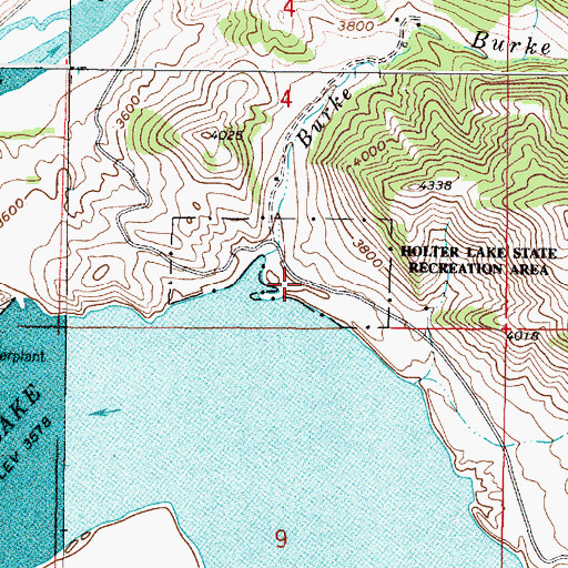 Topographic Map of Holter Lake State Recreation Area, MT