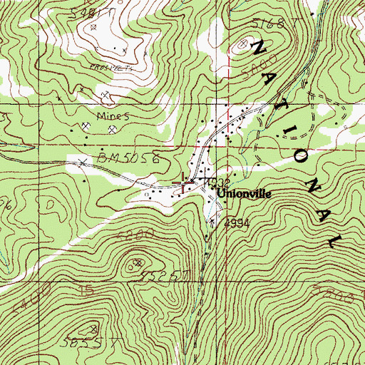 Topographic Map of Unionville Post Office (historical), MT