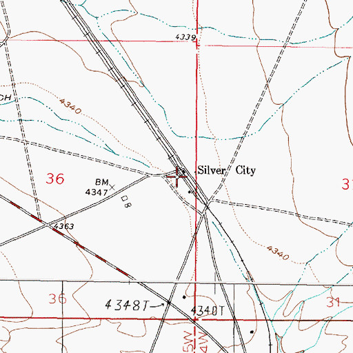 Topographic Map of Silver City, MT