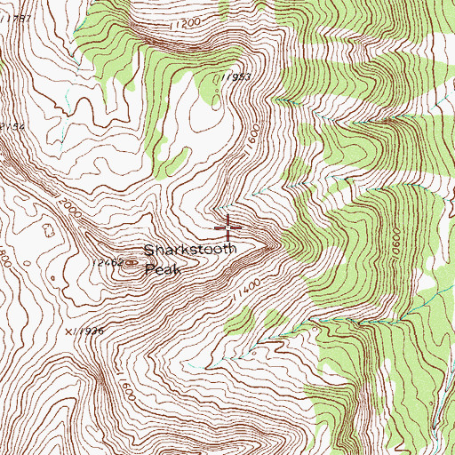 Topographic Map of Sharkstooth Peak, CO
