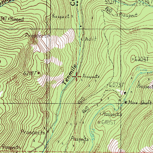 Topographic Map of Red Mountain Junction (historical), MT