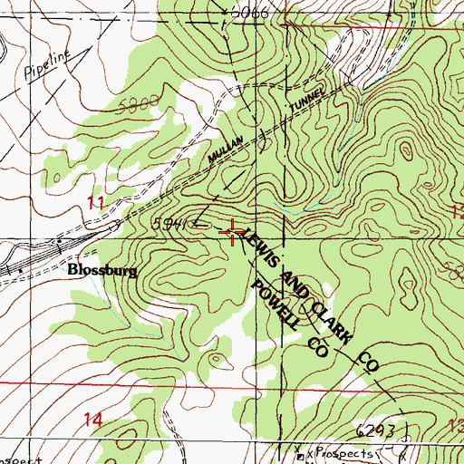 Topographic Map of Mullan Post Office (historical), MT