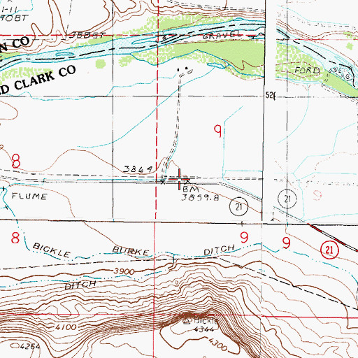 Topographic Map of Bickel (historical), MT
