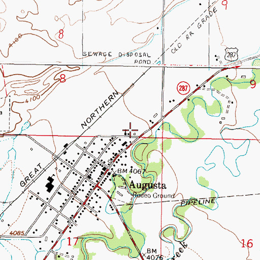 Topographic Map of Augusta Post Office, MT