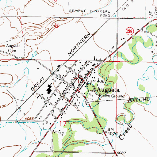 Topographic Map of Augusta (historical), MT