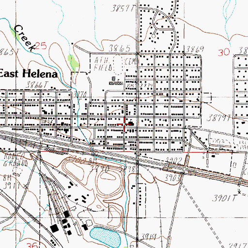 Topographic Map of East Helena Police Department, MT