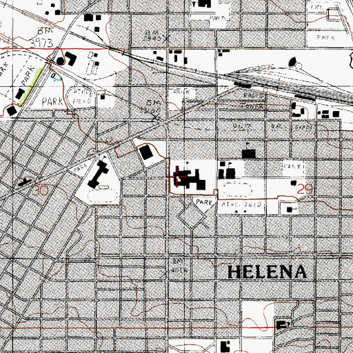 Topographic Map of Helena High School, MT