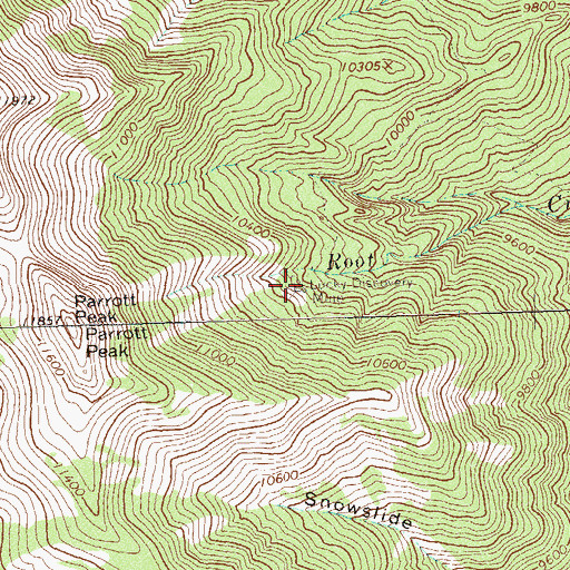 Topographic Map of Lucky Discovery Mine, CO