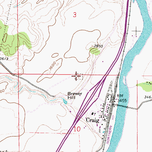 Topographic Map of Craig Cemetery, MT