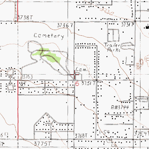 Topographic Map of Independent Order of Odd Fellows Cemetery, MT