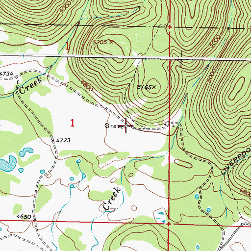 Topographic Map of Tuck Cemetery, MT